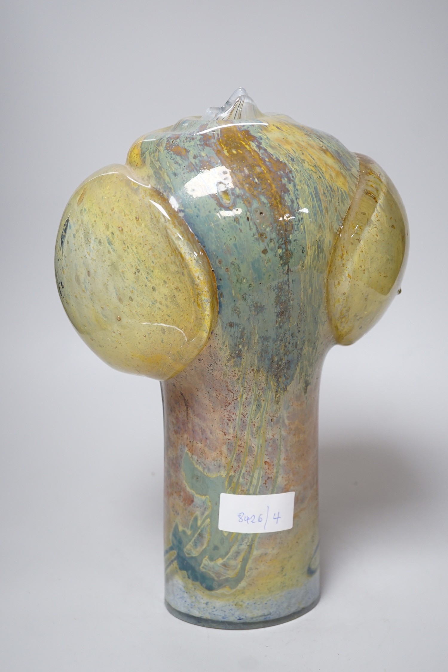 A Sam Herman studio glass vase, with catalogue, 37cms high